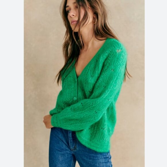 Sézane Joia Cardigan in Green - Picture 1 of 8